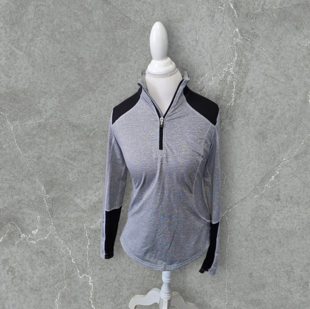 Women's Gray and Black Quarter-Zip Top Sz S